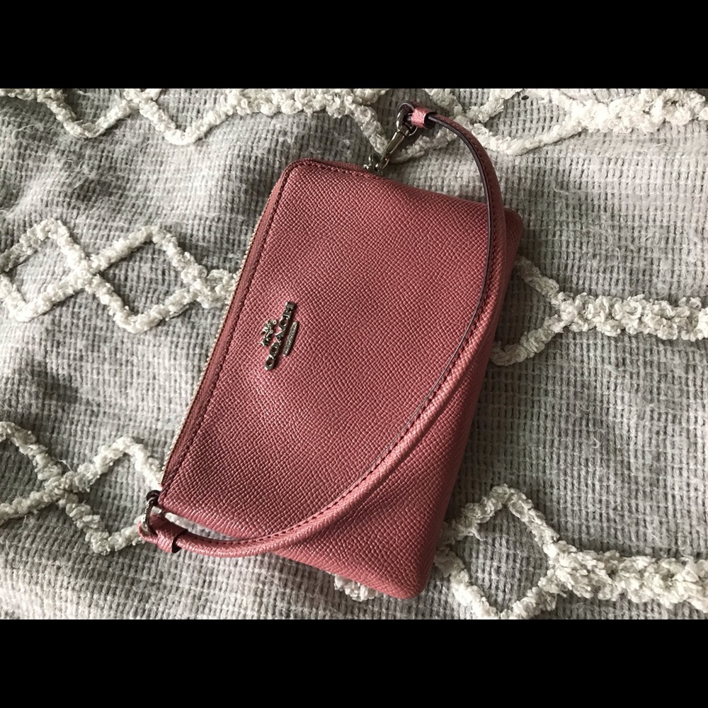 Pink sparkly coach wristlet